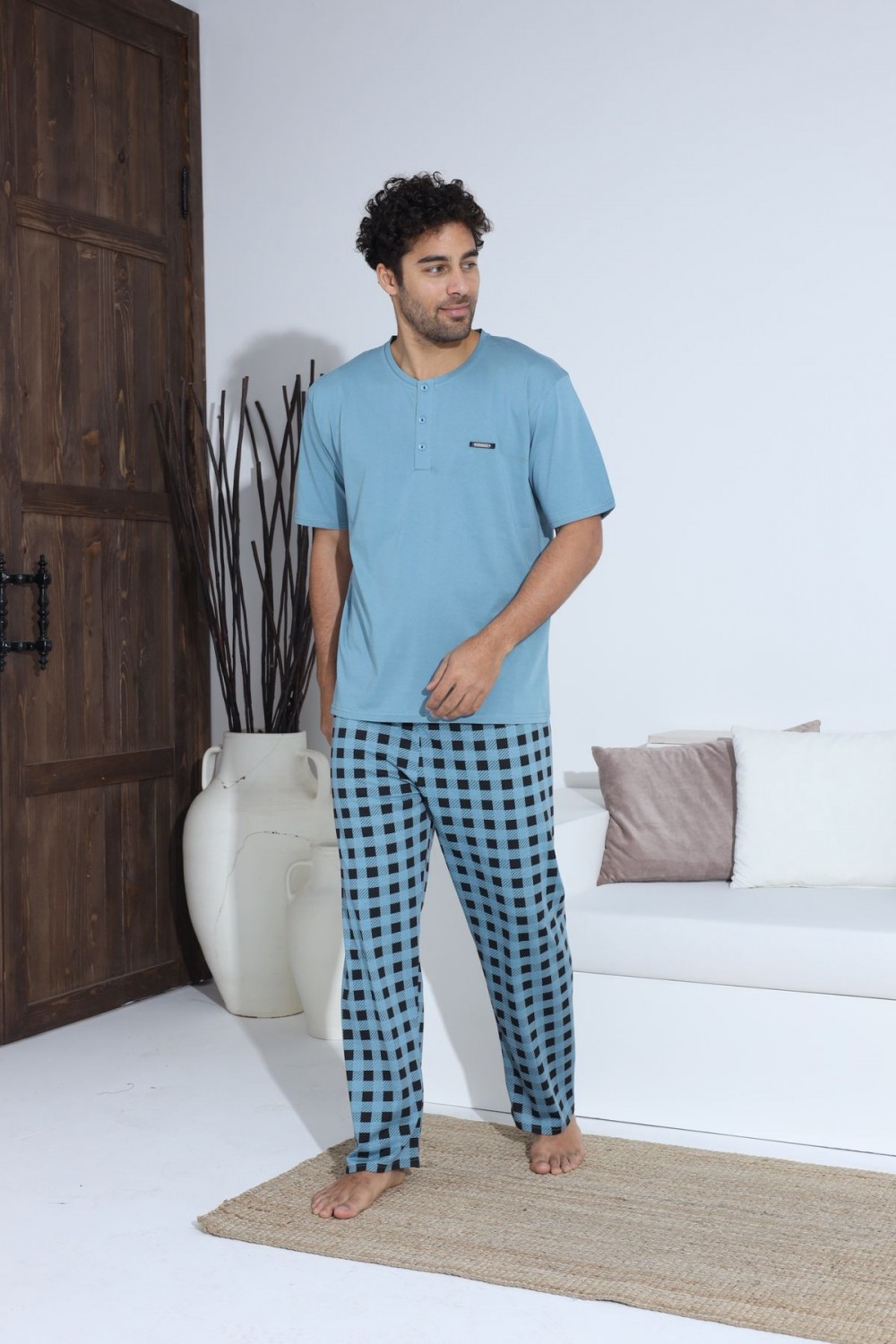 Erkek Yazlık Kısa Kol Penye Süprem Pijama Takımı