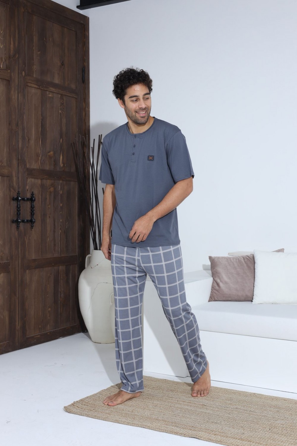 Erkek Yazlık Kısa Kol Penye Süprem Pijama Takımı