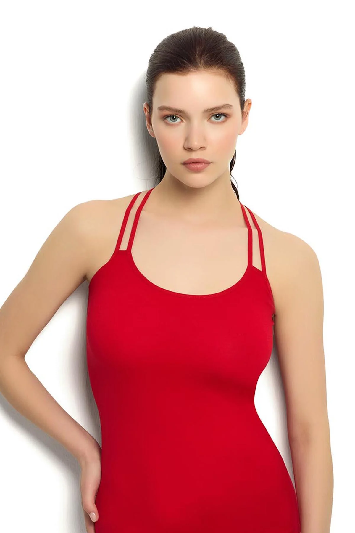  JİBER BAYAN ÇİFT ASKILI ATLET KIRMIZI-S