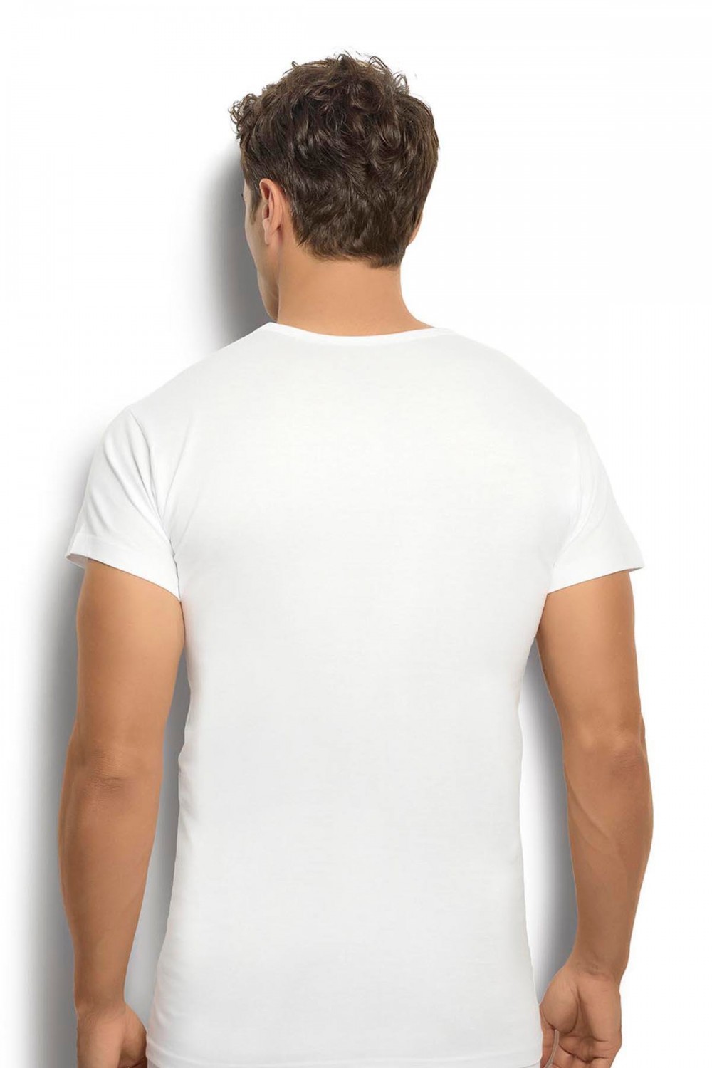 Jiber Erkek Beyaz Pamuklu Bisiklet Yaka Atlet