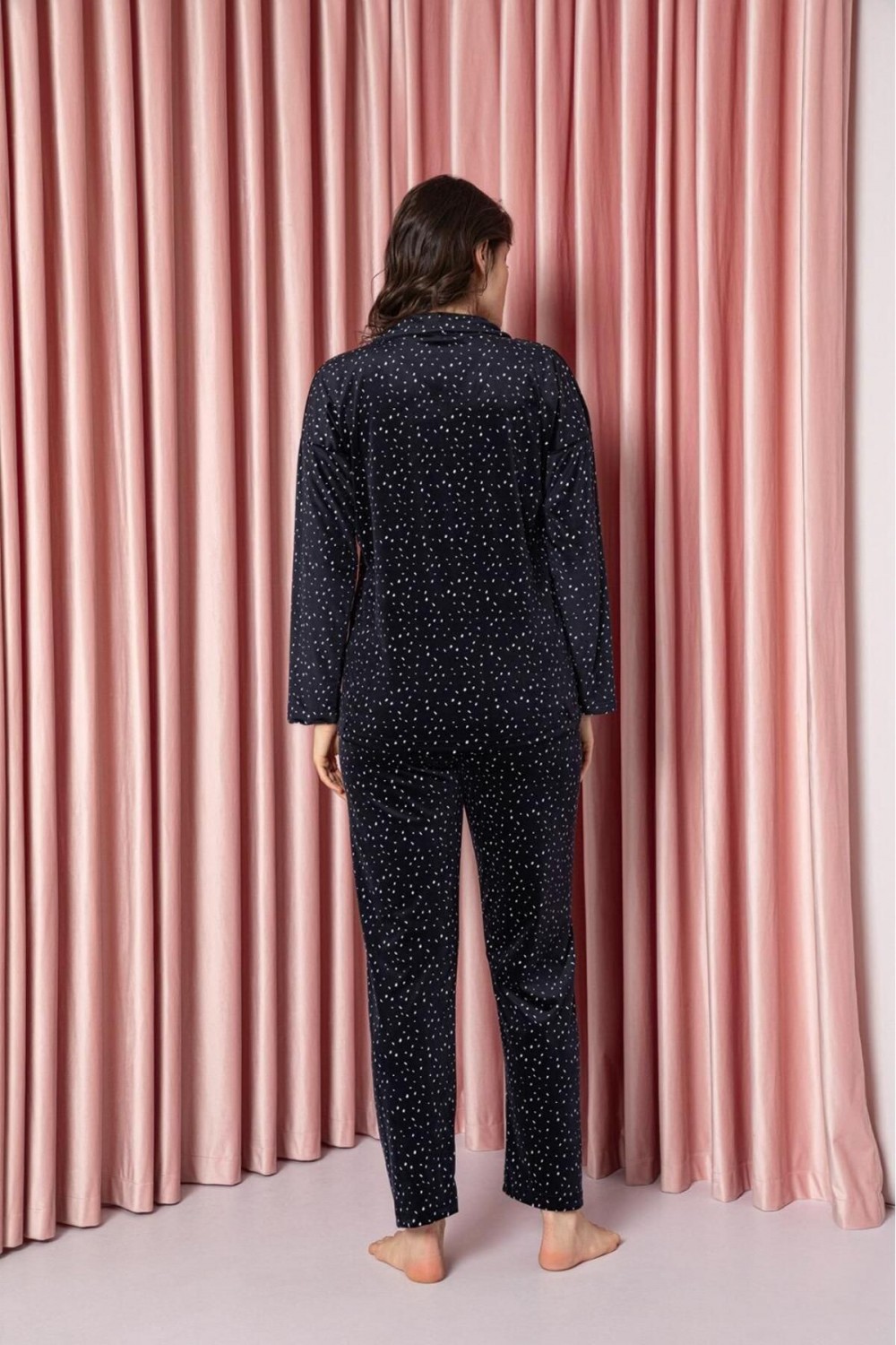 Kadın Kadife Önden Düğmeli Pijama Takımı YENİ SEZON