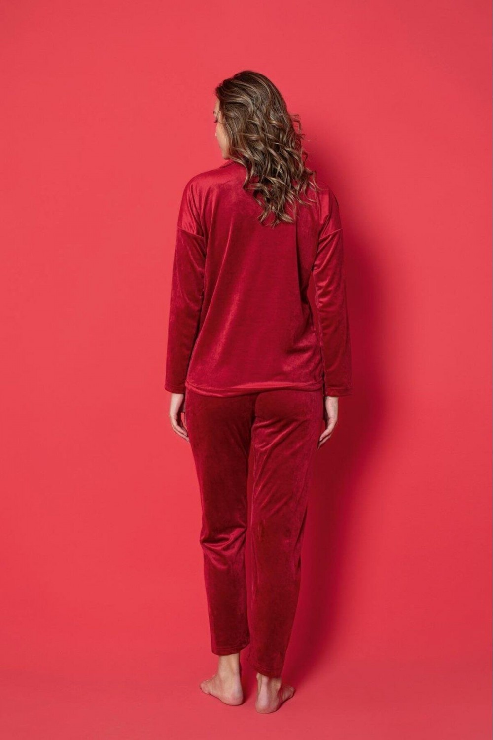Kadın Kadife Önden Düğmeli Pijama Takımı YENİ SEZON