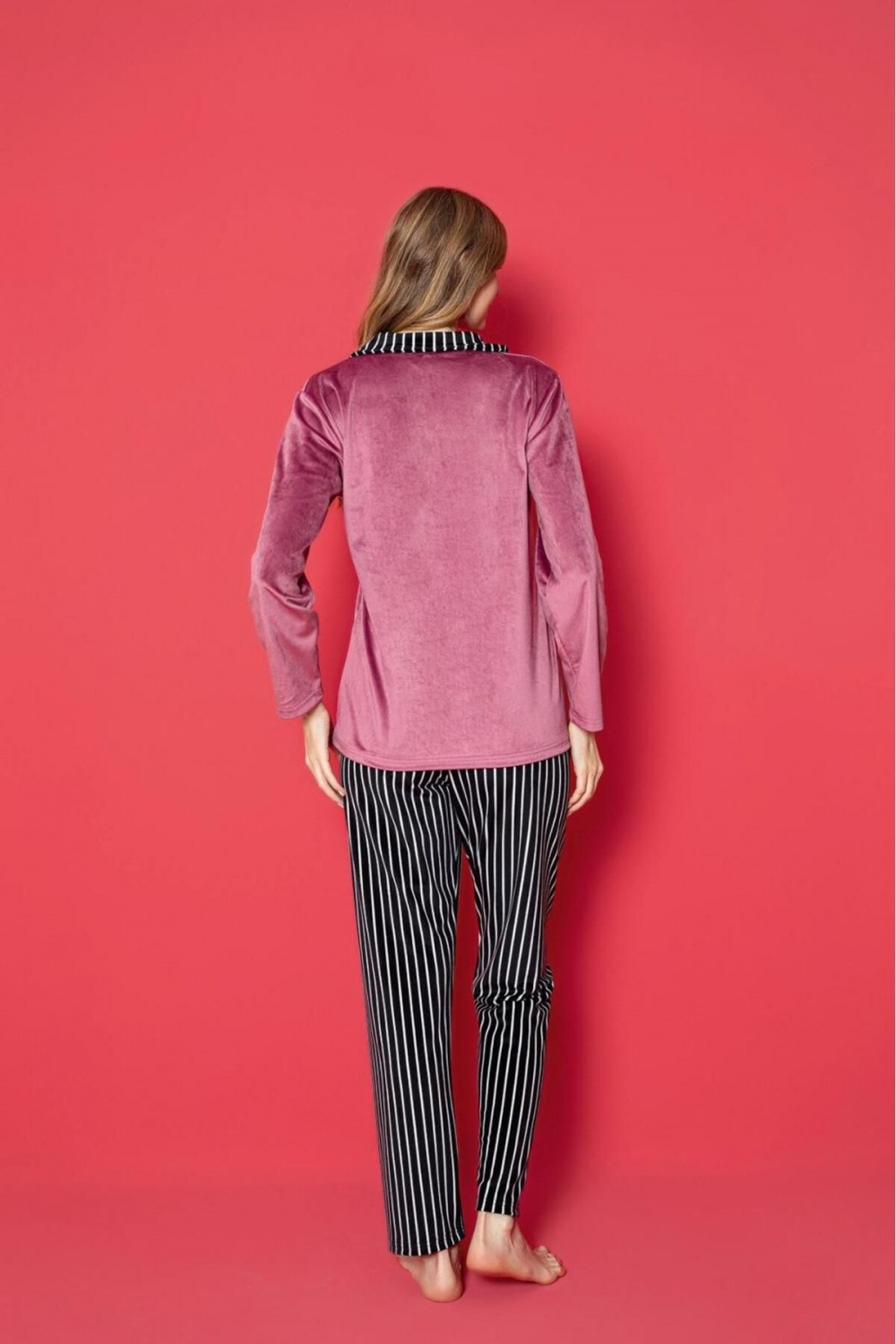 Kadın Kadife Önden Düğmeli Pijama Takımı YENİ SEZON