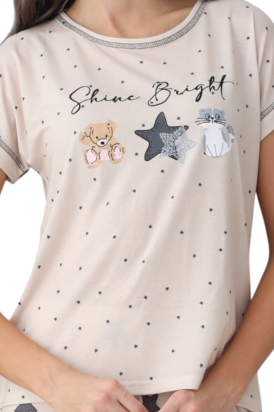 Kadın Kısa Kol Yazlık Bermuda Pijama Takımı Model 3-XL