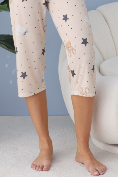 Kadın Kısa Kol Yazlık Bermuda Pijama Takımı Model 3-XL