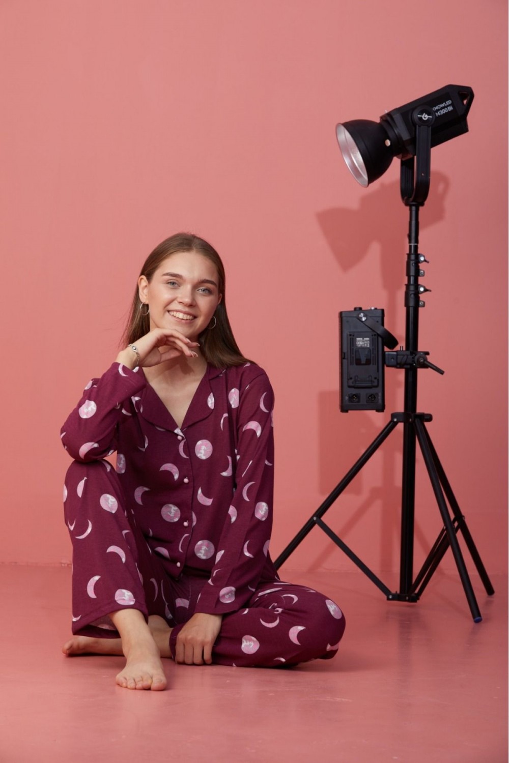 Kadın Mevsimlik Pamuklu Penye Pijama Takımı Önden Düğmeli