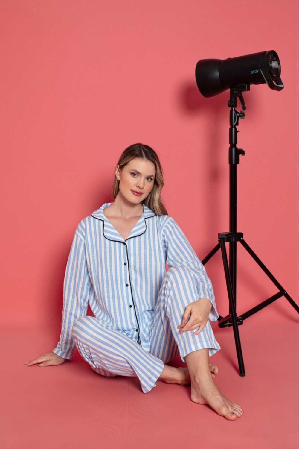 Kadın Önden Düğmeli Kollu Yazlık Gömlek Model Pijama Takımı Yeni Sezon