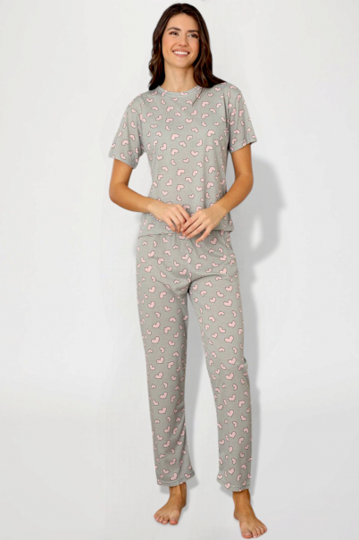 Kadın Yazlık Kısa Kol Penye Süprem Kumaş Pijama Takımı HAKİ-2XL