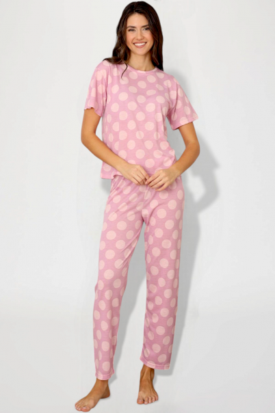 Kadın Yazlık Kısa Kol Penye Süprem Kumaş Pijama Takımı PEMBE-2XL