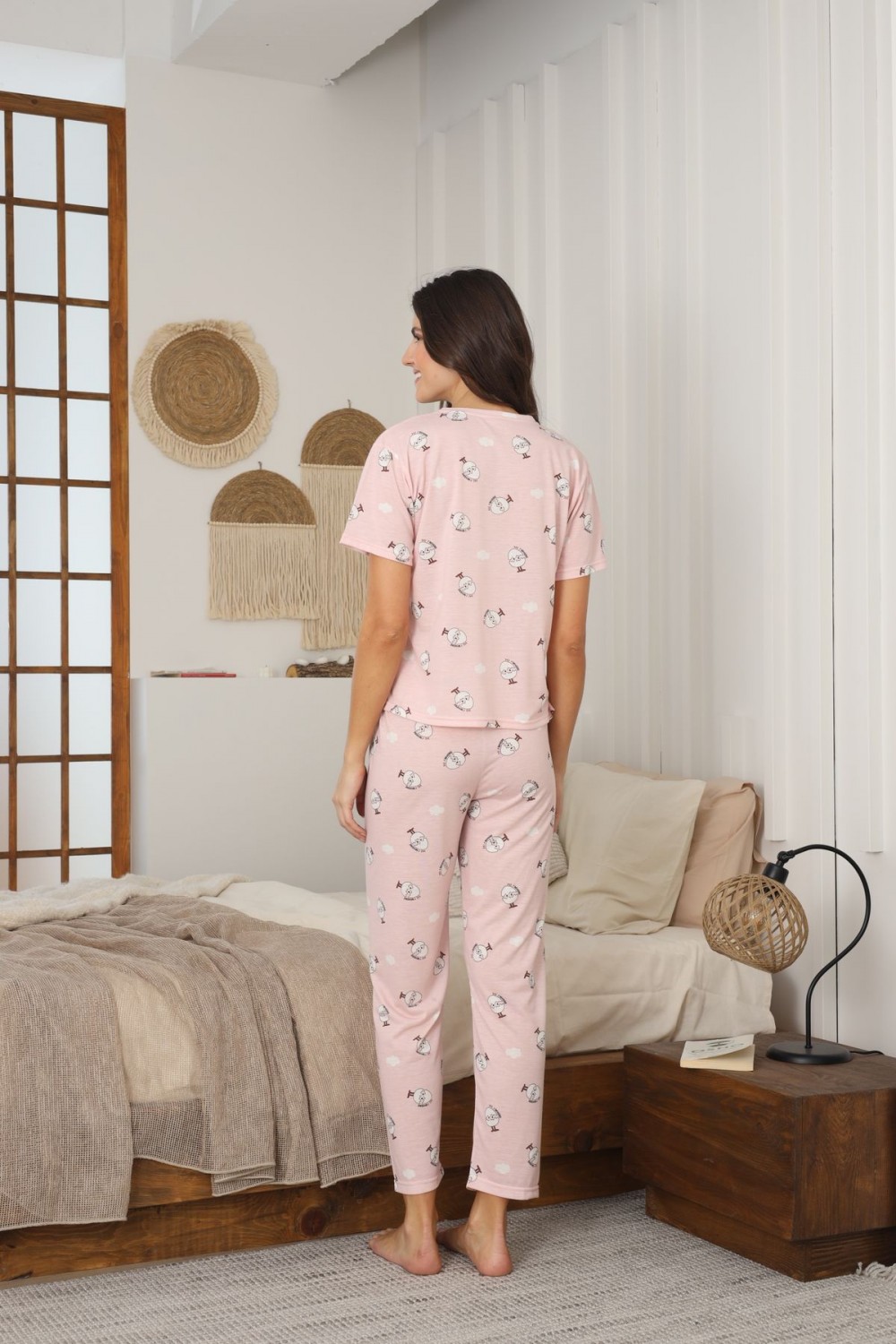 Kadın Yazlık Kısa Kol Penye Süprem Kumaş Pijama Takımı