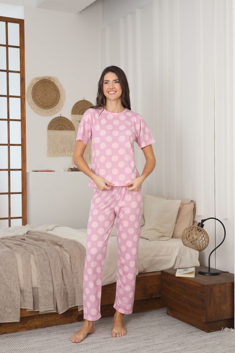 Kadın Yazlık Kısa Kol Penye Süprem Kumaş Pijama Takımı