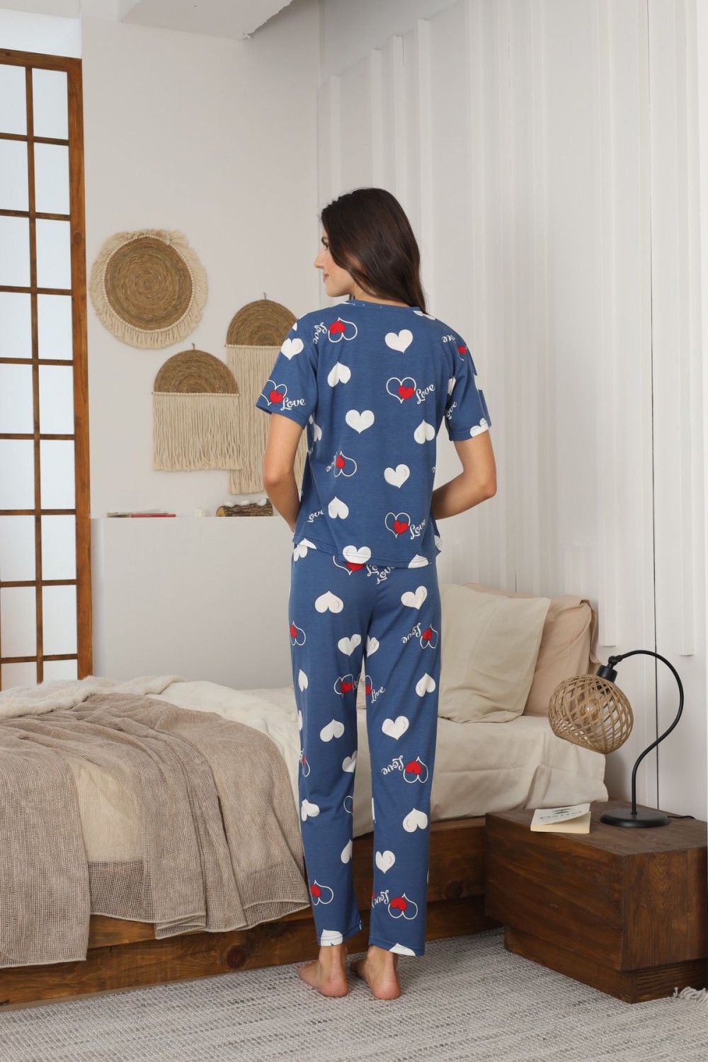 Kadın Yazlık Kısa Kol Penye Süprem Kumaş Pijama Takımı
