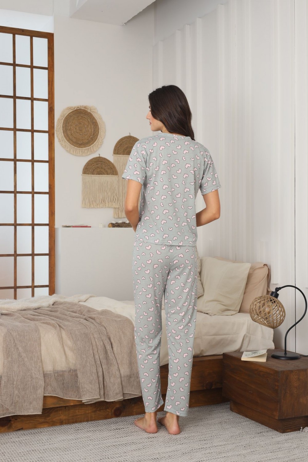 Kadın Yazlık Kısa Kol Penye Süprem Kumaş Pijama Takımı