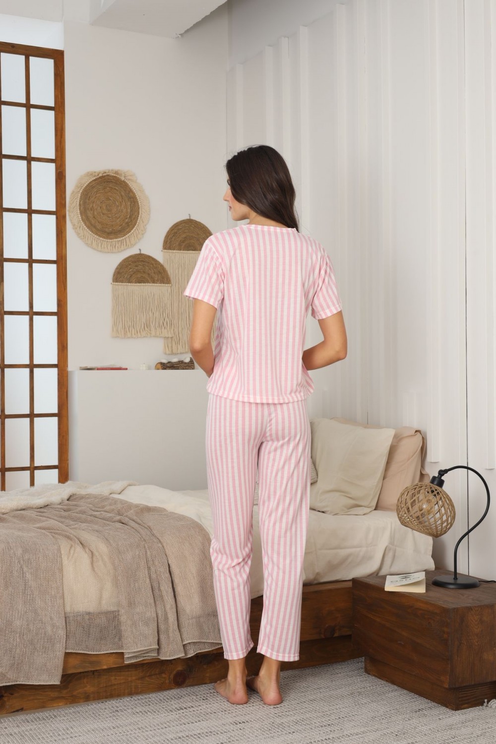 Kadın Yazlık Kısa Kol Penye Süprem Kumaş Pijama Takımı