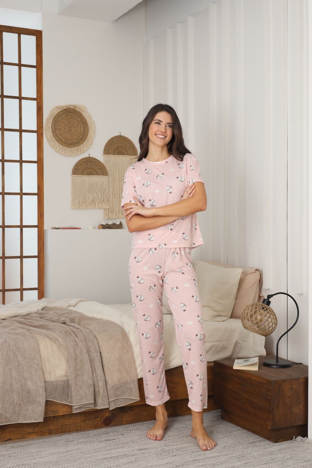 Kadın Yazlık Kısa Kol Penye Süprem Kumaş Pijama Takımı