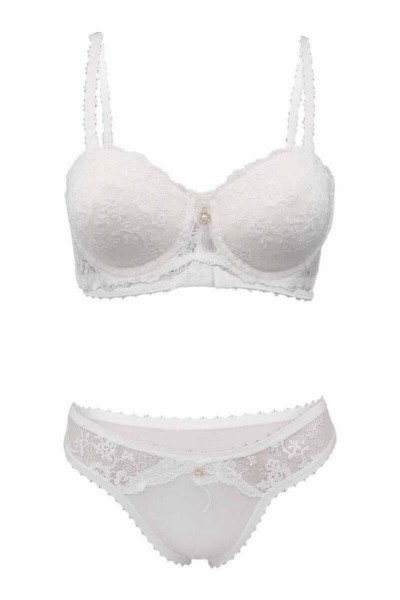 Le Jardin 5150 Brode Kaplı Taşlı Sütyen Takım EKRU-90
